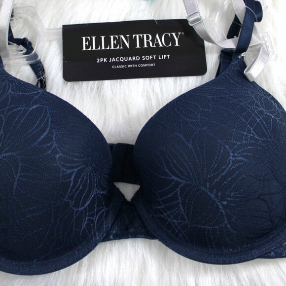 Ellen Tracy 2-Pack Jacquard Soft Lift Bras – Size 34C - Picture 1 of 6